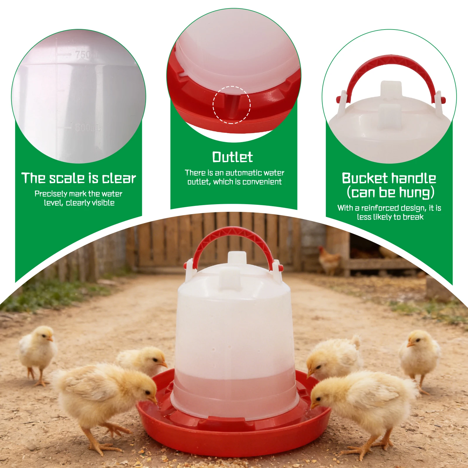 Bebedouro e Comedouro Automático para Aves 1L/1kg para Galinhas - Imagem 3