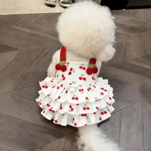 vestido halter cereja para cães e gatos