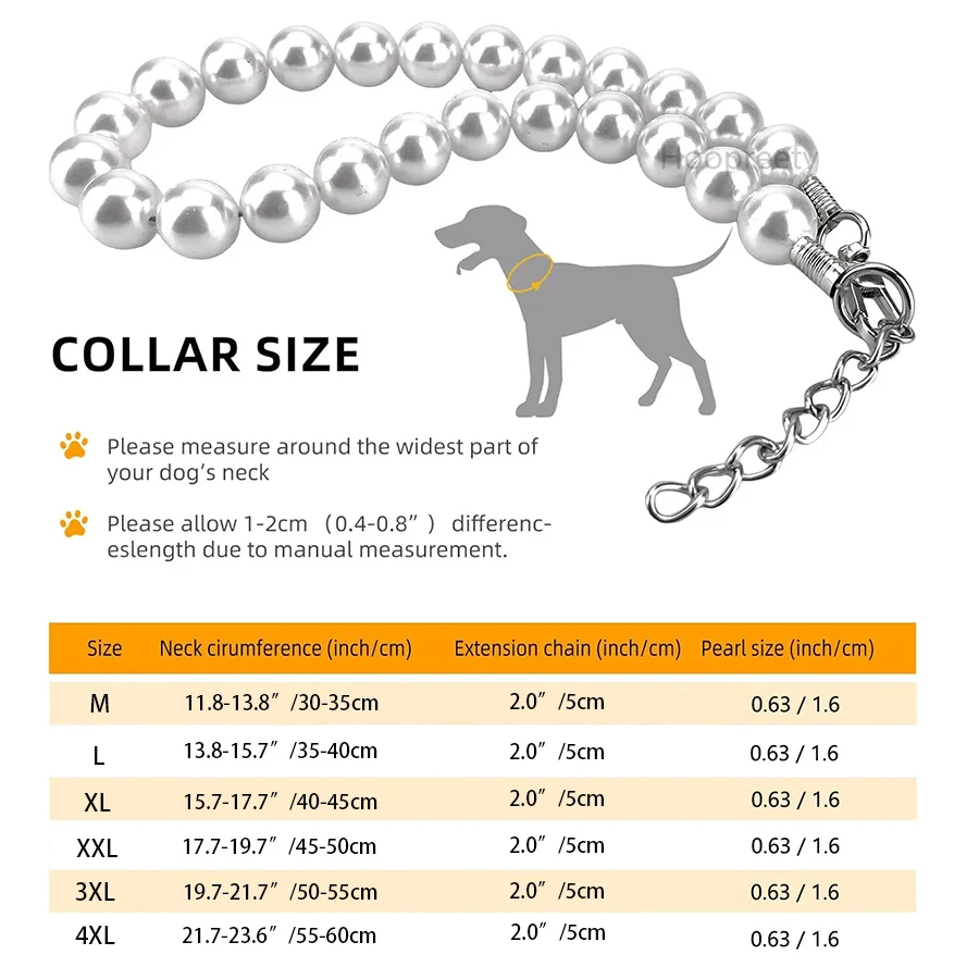 Coleira de Pérolas para Cães de Médio e Grande Porte com Corrente Extensora - Image 4