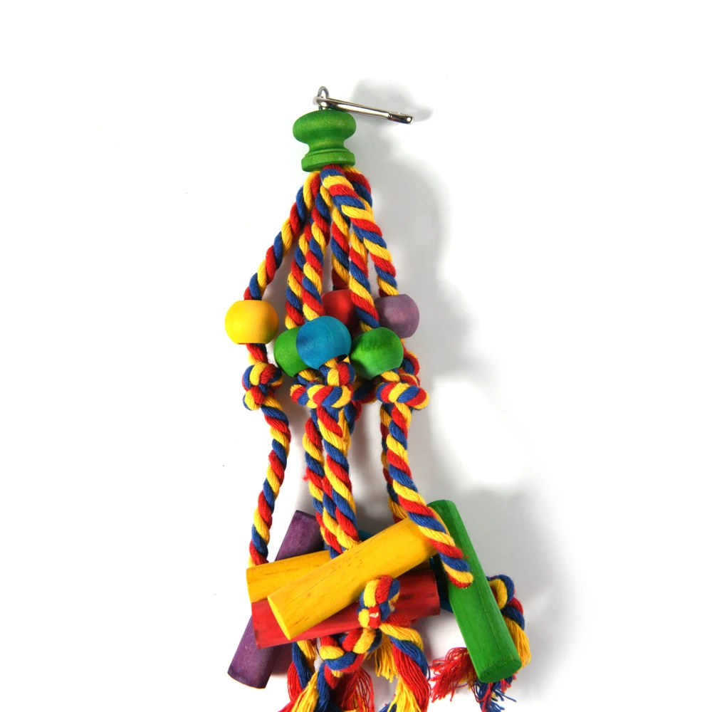 Brinquedo de Mastigar para Pássaros de Algodão e Madeira para Gaiola - Imagem 3