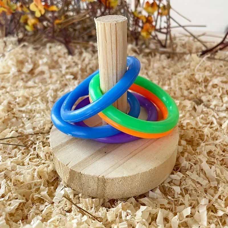 Brinquedo de Madeira para Pássaros Anel de 5 cm Interativo Colorido - Imagem 4
