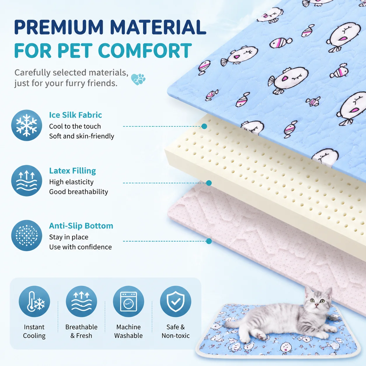 Tapete de Resfriamento para Cães e Gatos com Tecido de Seda Gelada - Image 5