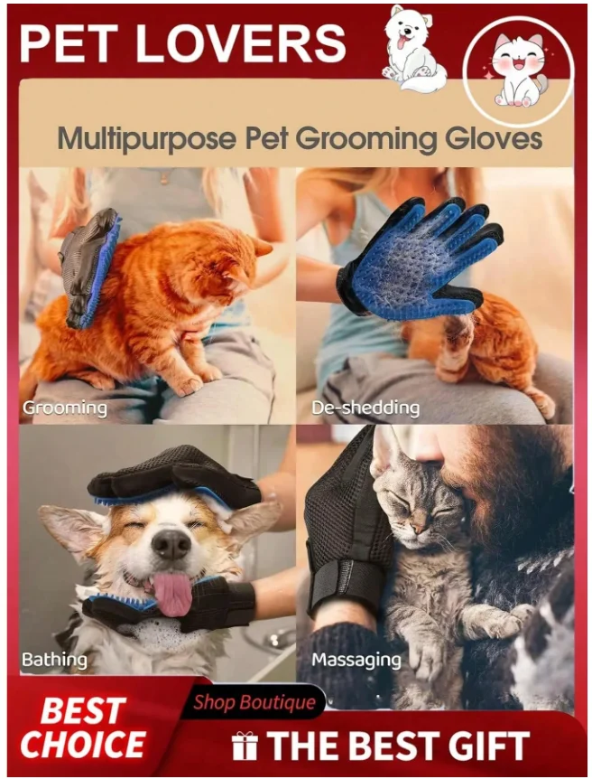 Kit de Higiene para Cães e Gatos: Luva Removedora de Pelos + Escova de Banho - Imagem 6
