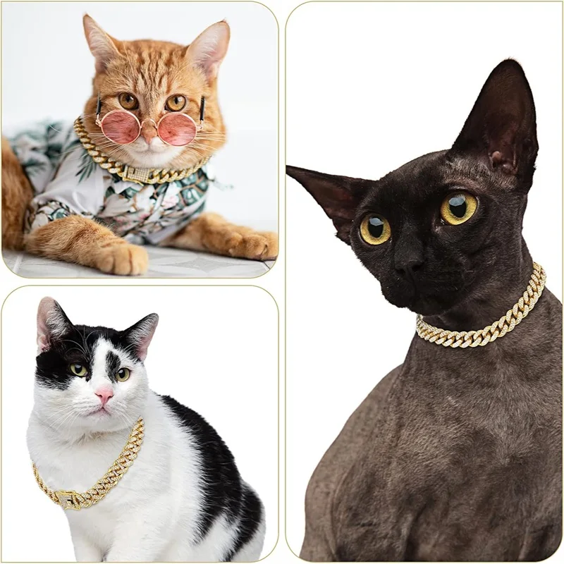 Coleira de Corrente para Cães e Gatos Dourada de Liga de Cobre - Imagem 5