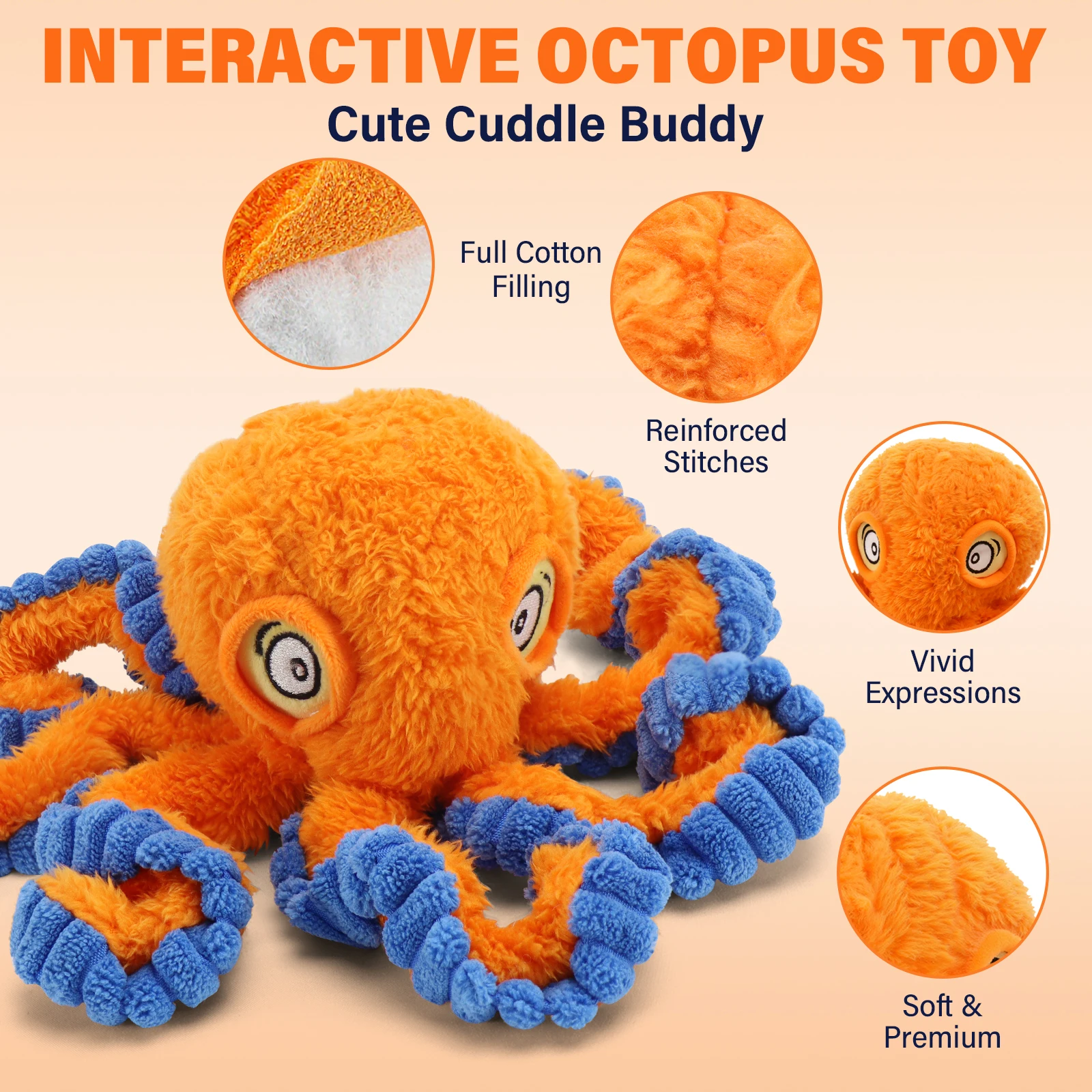 Brinquedo para Cães Polvo de Pelúcia com Apito e Som - Imagem 6