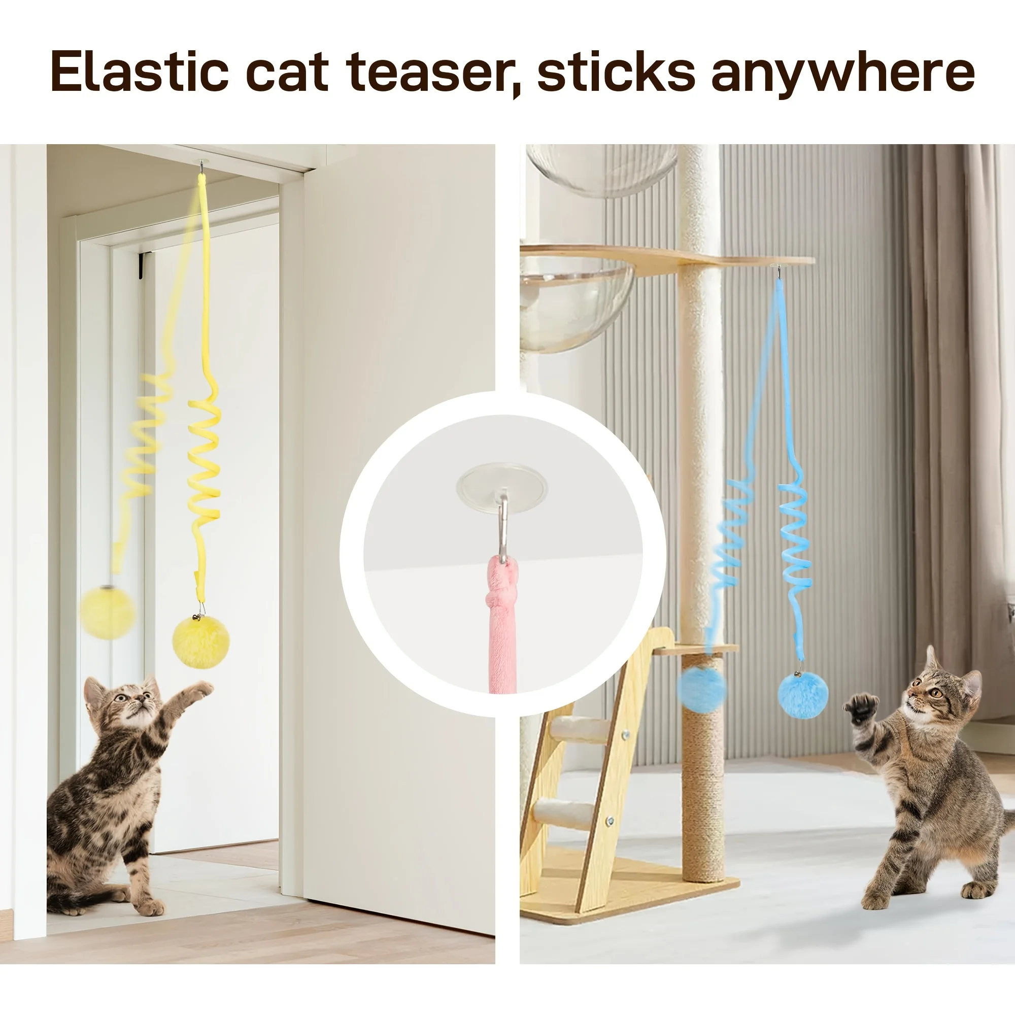 Brinquedo Teaser para Gato com Ventosa e Bola de Pelo Retrátil - Imagem 3