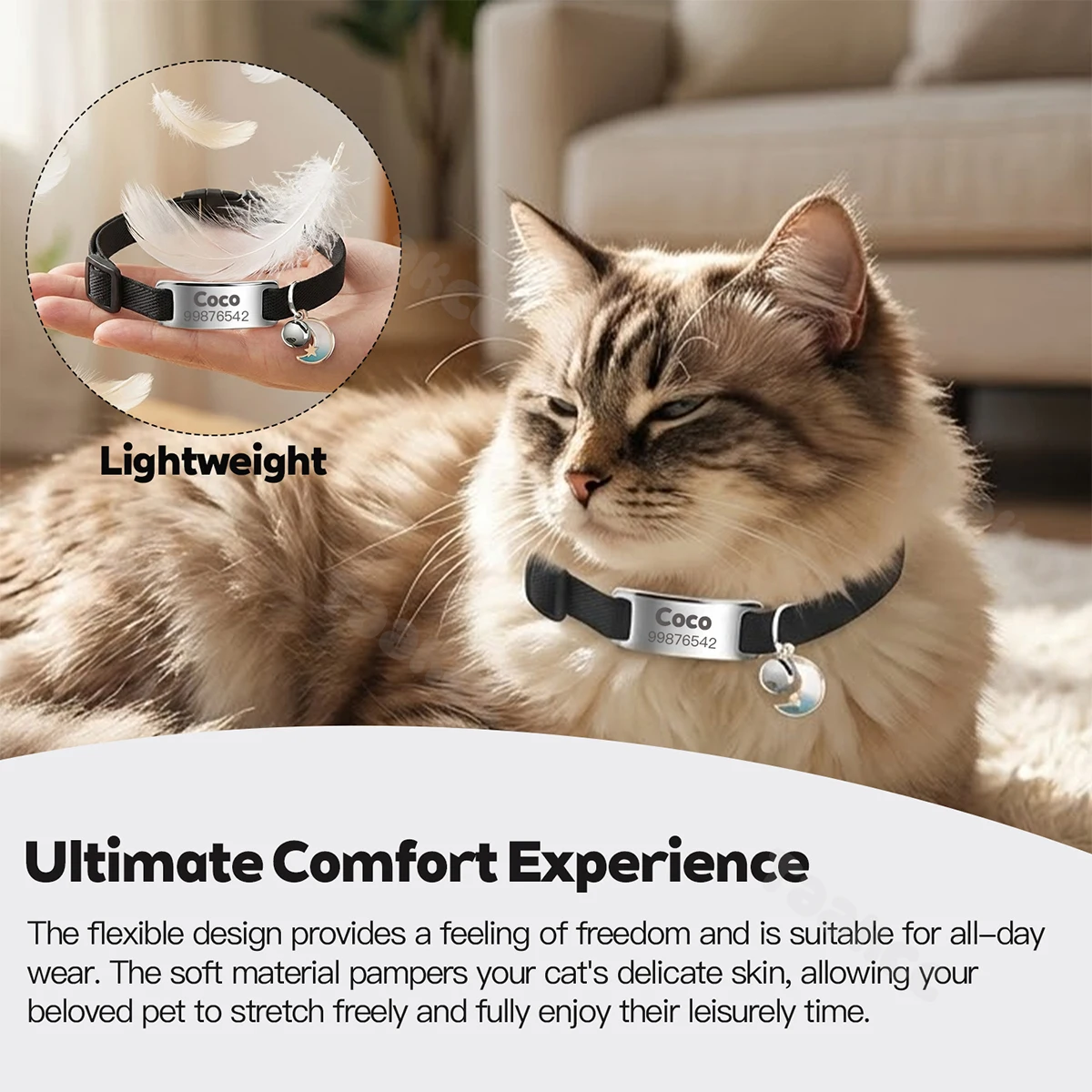 Coleira Elástica para Gatos Personalizada com Gravação Gratuita - Imagem 4