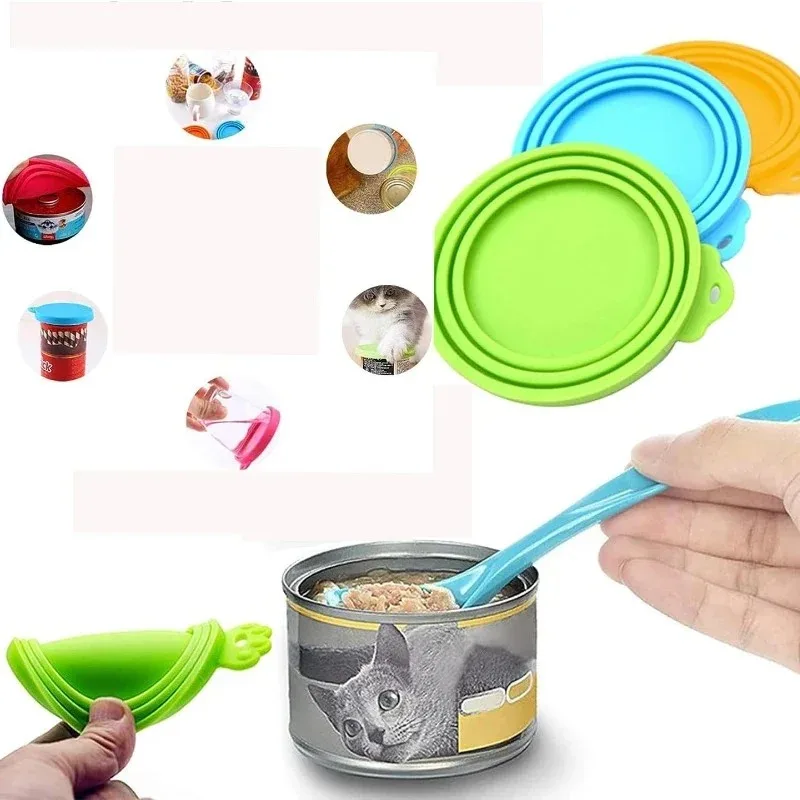 Tampa de Silicone para Lata de Ração de Cães e Gatos com Colher - Imagem 2
