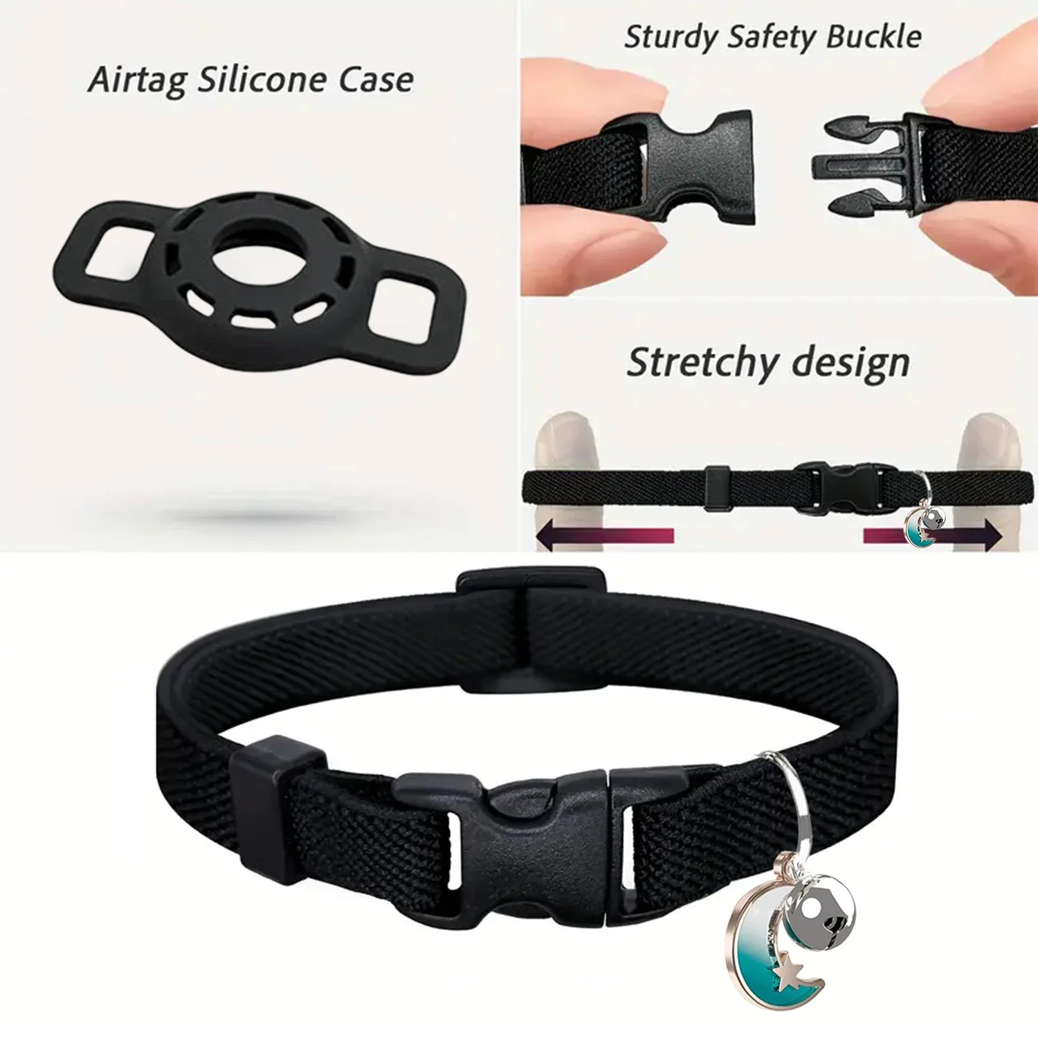 Coleira AirTag para Gatos e Cães Pequenos Elástica com Sino - Imagem 3