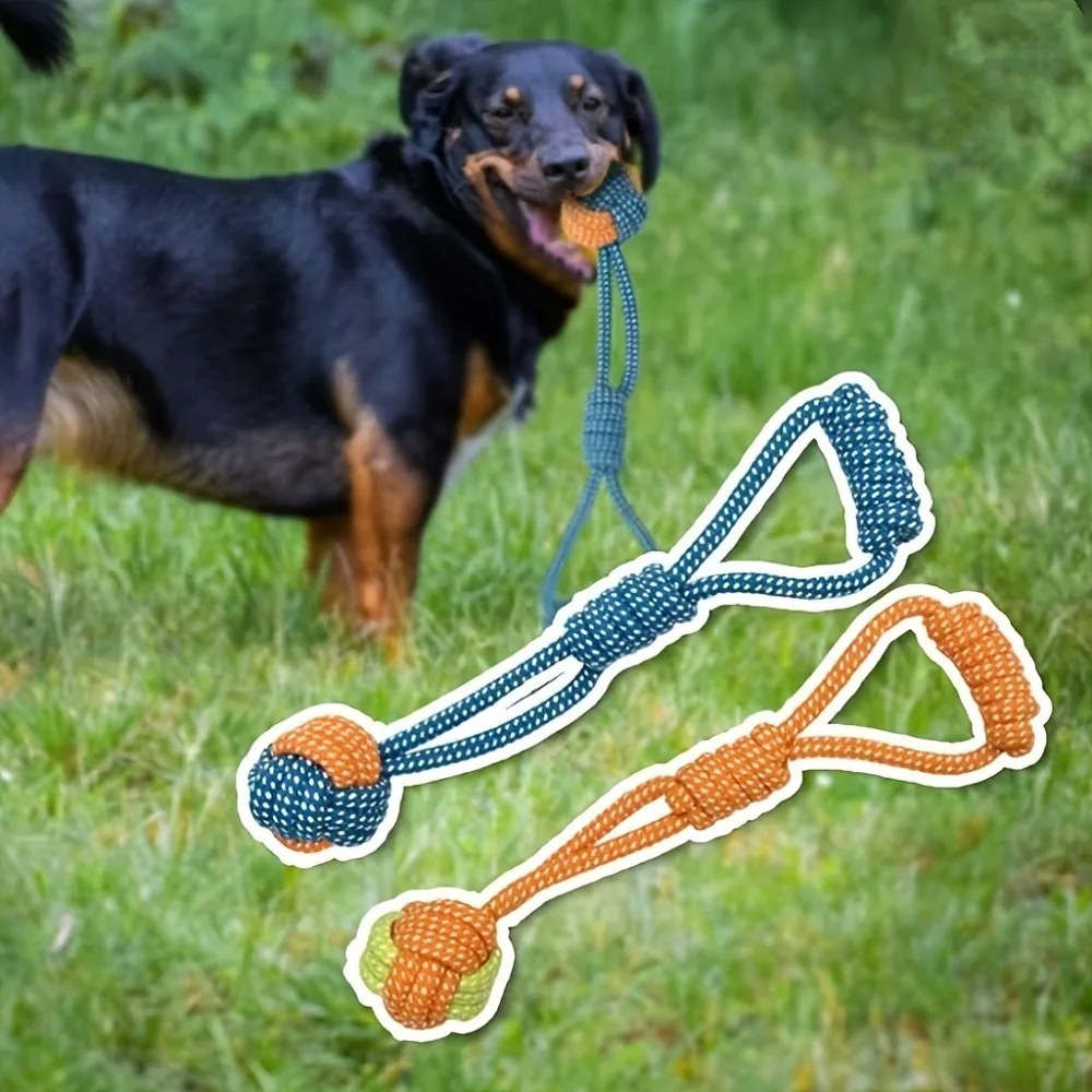 Brinquedo de Corda para Cães com Bola de Tênis Interativa - Imagem 3