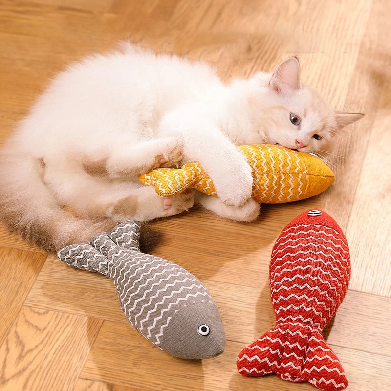 Brinquedo de Peixe para Gato de Linho 20 cm para Mastigar - Imagem 3