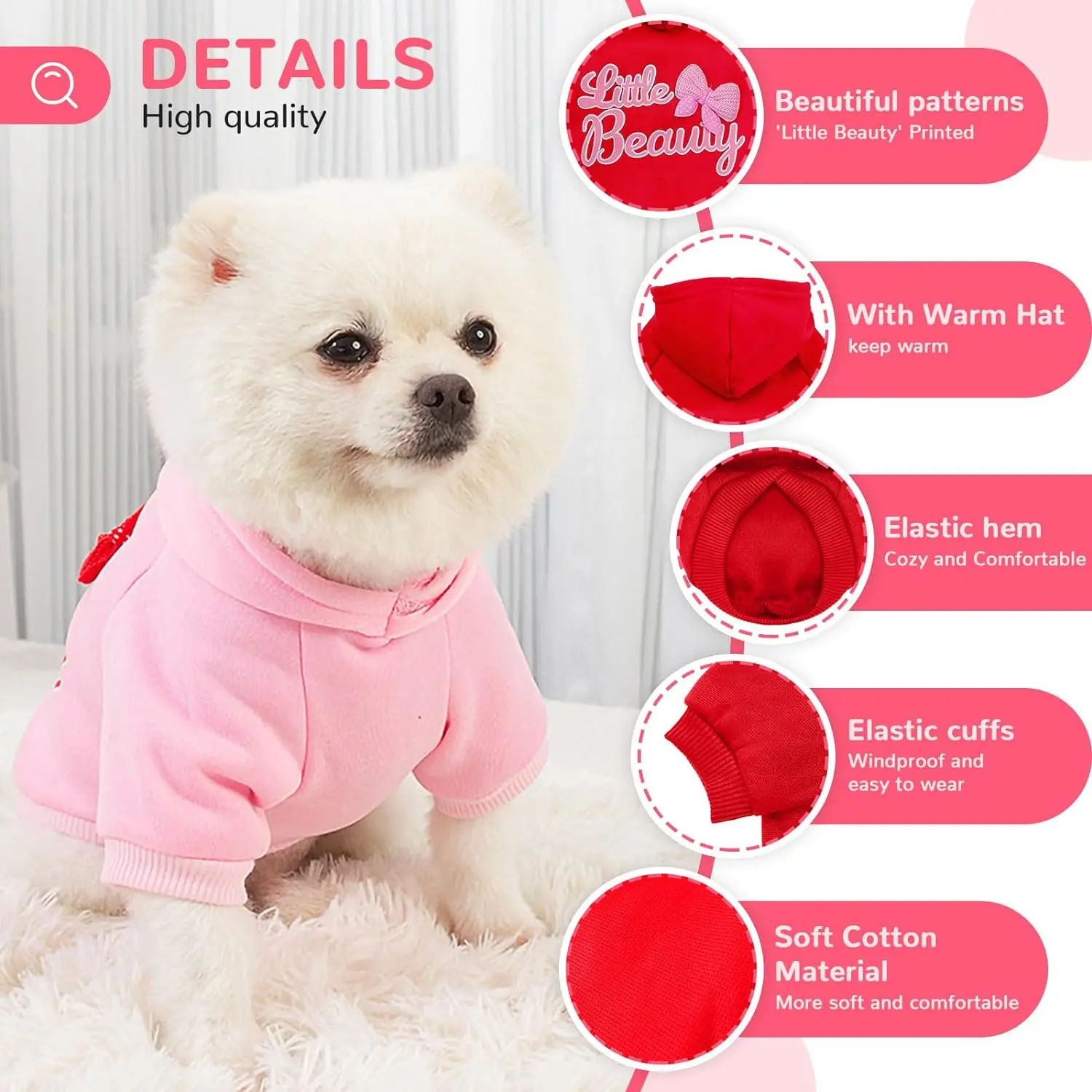 Moletom para Cães Pequenos de Algodão e Fleece com Furo para Guia - Imagem 4