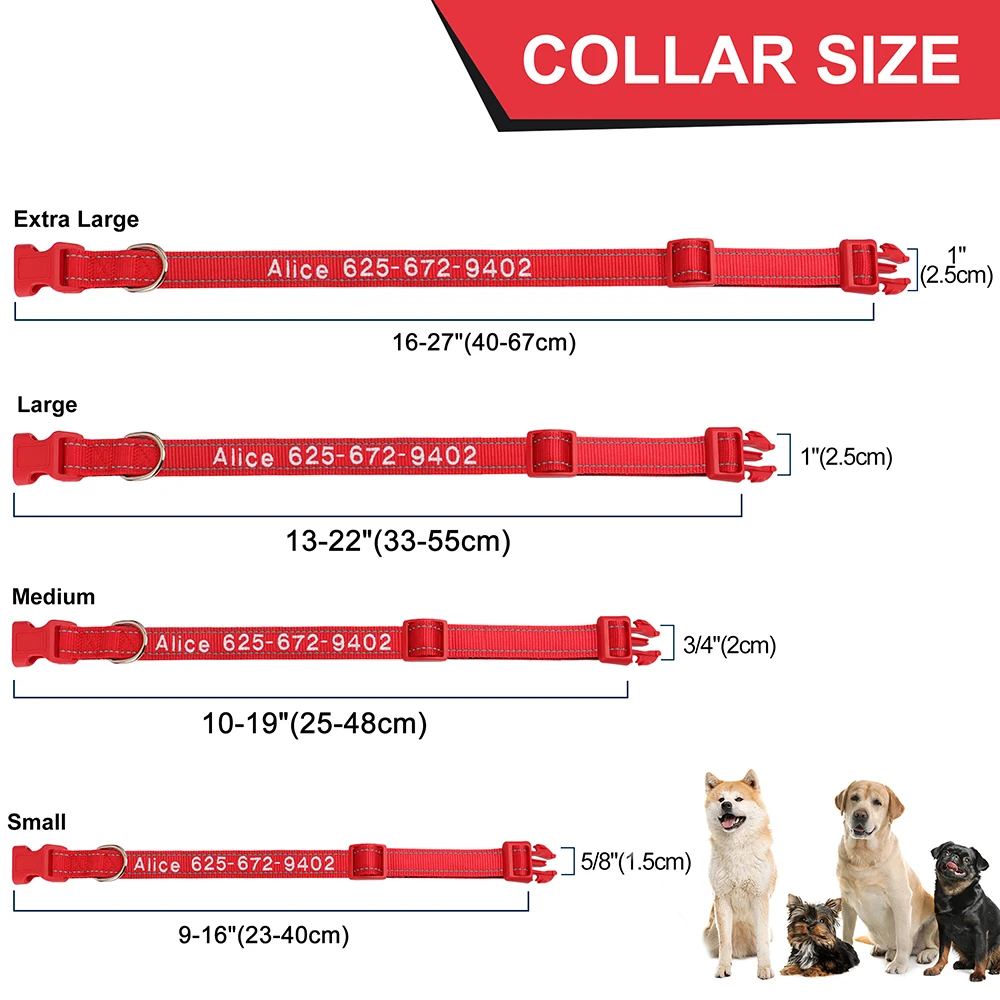 Coleira de Nylon Bordada para Cães e Gatos com Nome e Telefone - Imagem 6