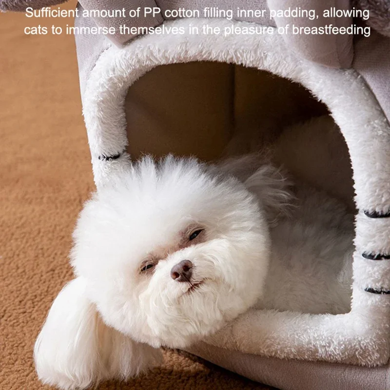 Cama Toca para Gatos e Cães Pequenos Dobrável Madeira - Image 3