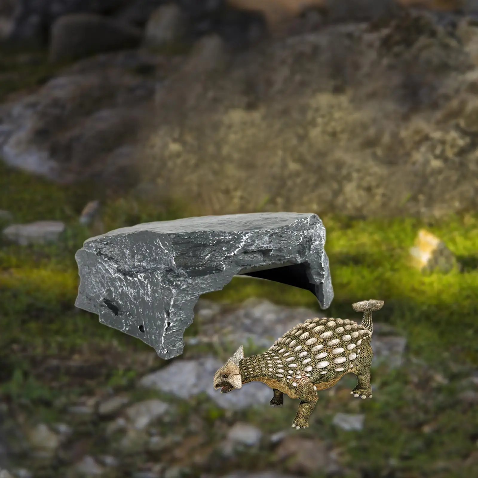 Plataforma para Tartarugas e Répteis de Resina 11 cm com Aparência de Rocha - Image 4