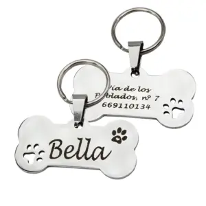 etiqueta de identificação de aço inoxidável para cães e gatos