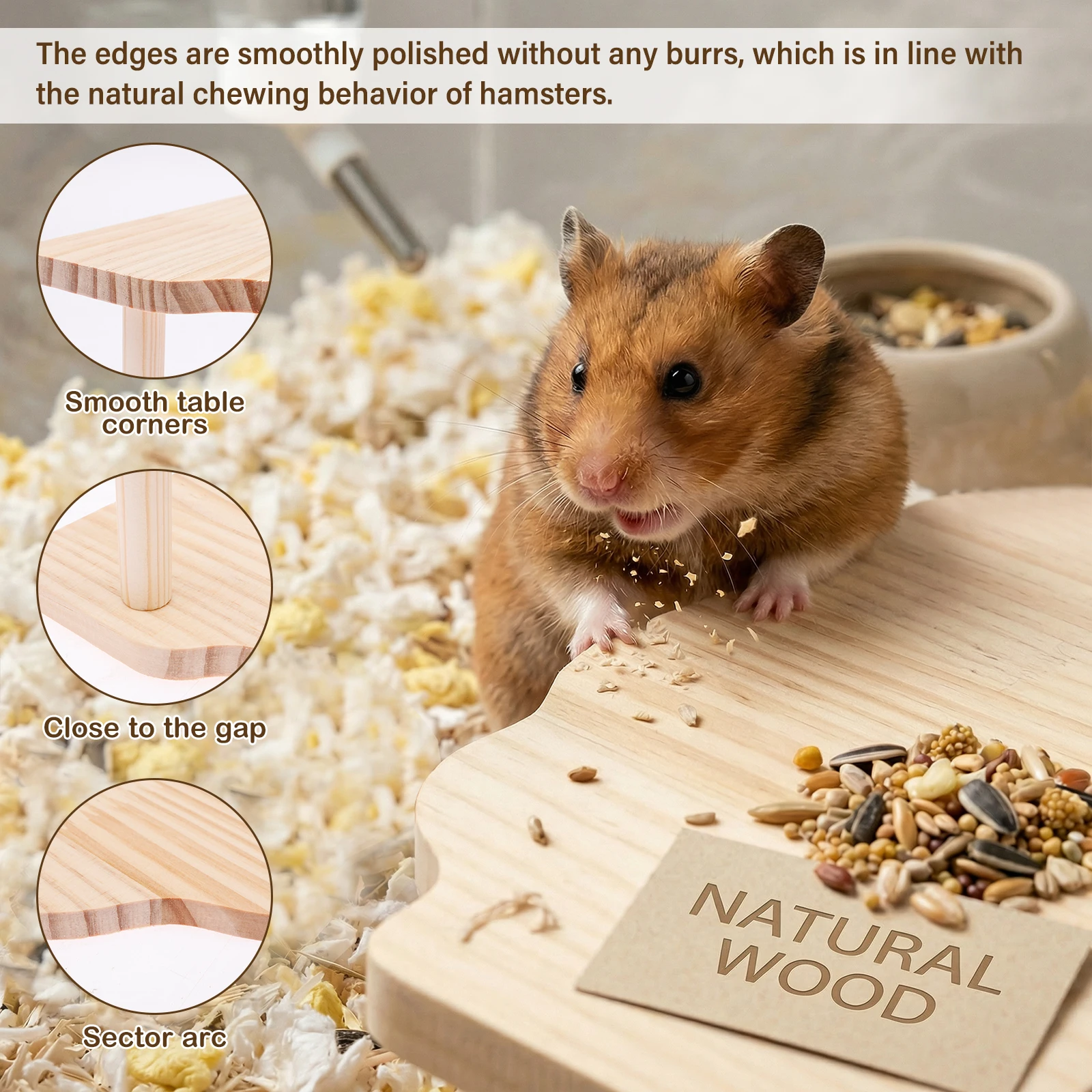 Plataforma Escada Esconderijo de Madeira para Hamster Roedores 4 Peças - Imagem 3