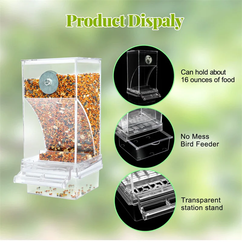 Comedouro para Pássaros de Acrílico com Alimentação Automática - Imagem 3