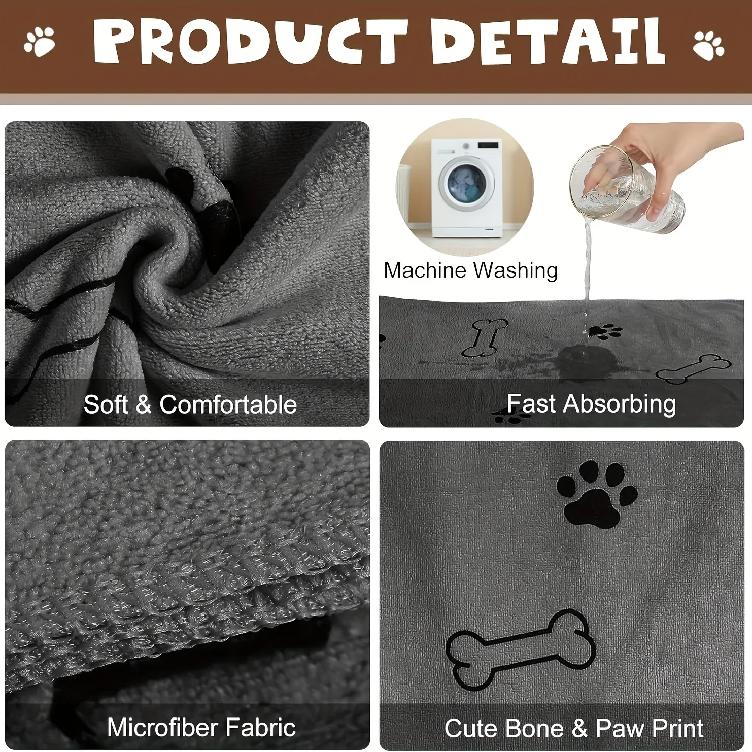 Toalha Microfibra para Cães e Gatos Absorvente Secagem Rápida - Imagem 5