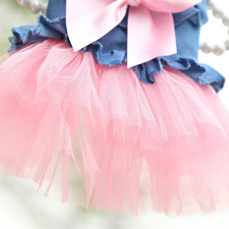 Vestido Jeans para Cães Pequenos Rosa Roupa de Verão - Imagem 4