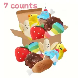 kit 7 brinquedos de pelúcia para cães