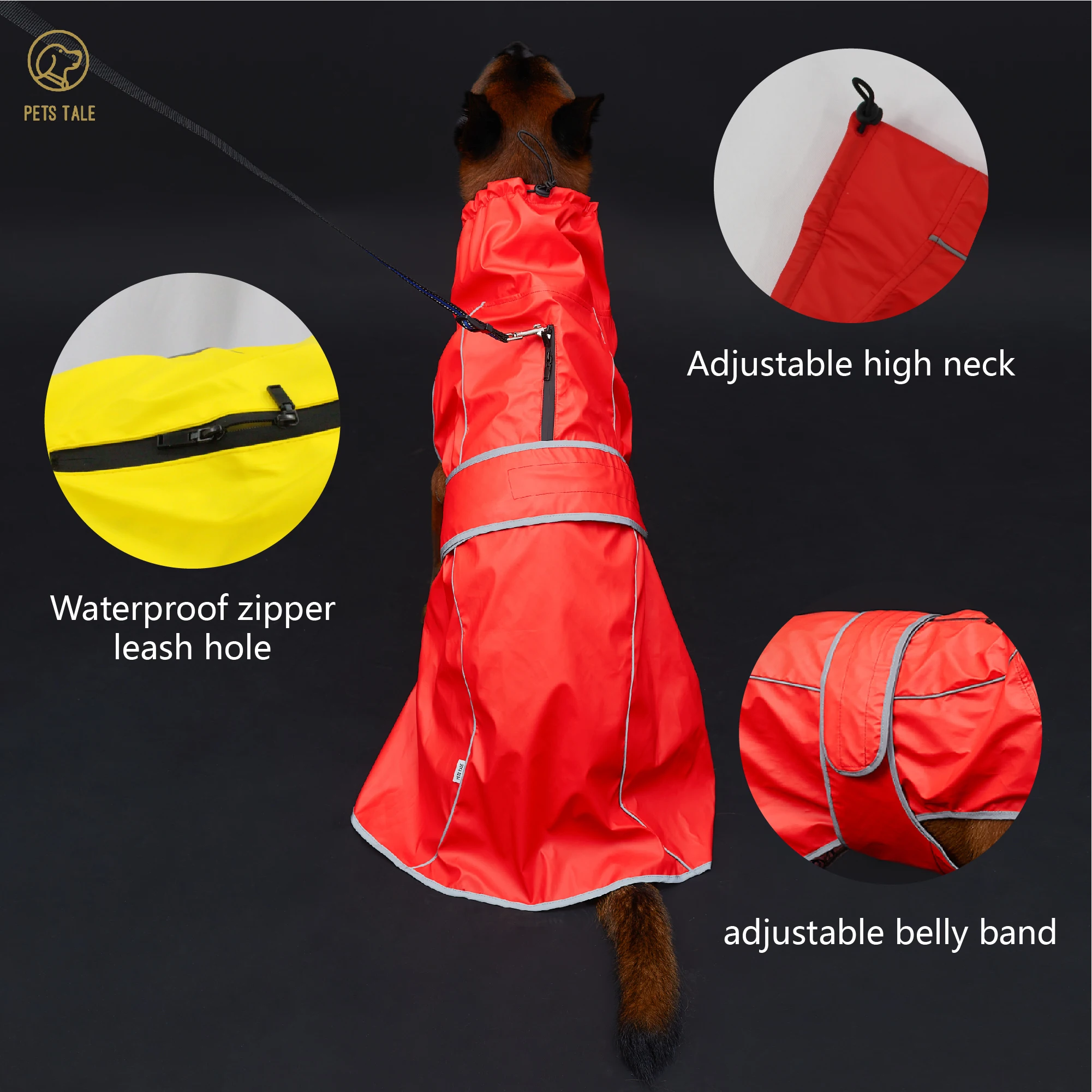 Capa de Chuva para Cães Impermeável com Tiras Refletivas e Capuz Ajustável - Imagem 3