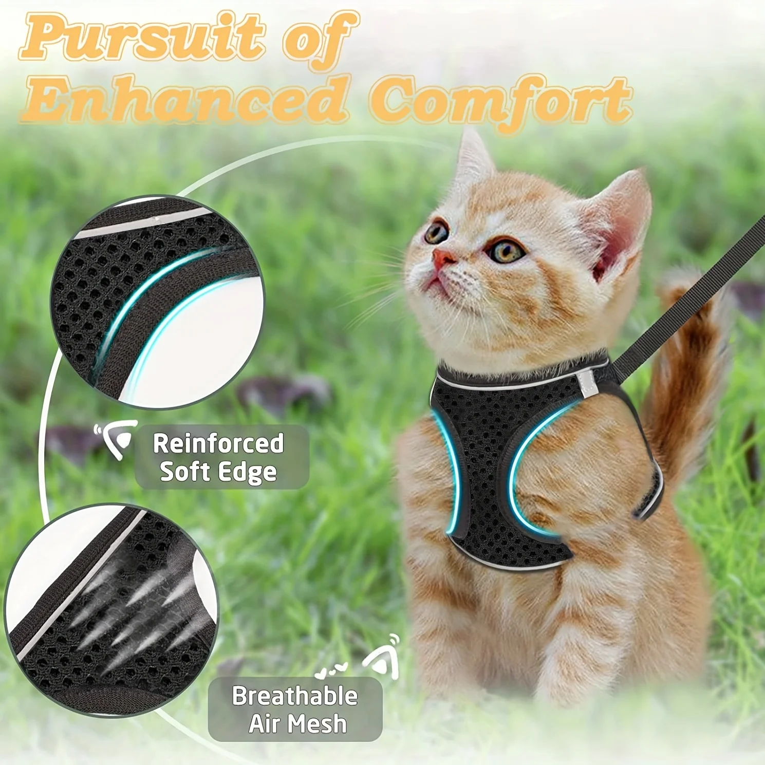 Colete para Gatos de Malha Reflexiva para Passeio ao Ar Livre - Imagem 4