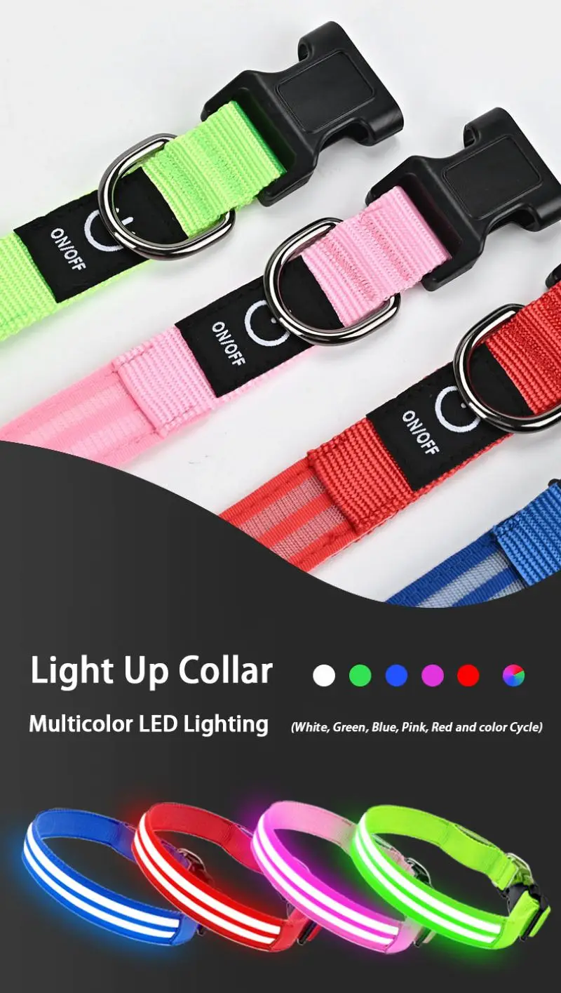 Coleira LED para Cães Recarregável USB com Faixa Refletiva - Imagem 2