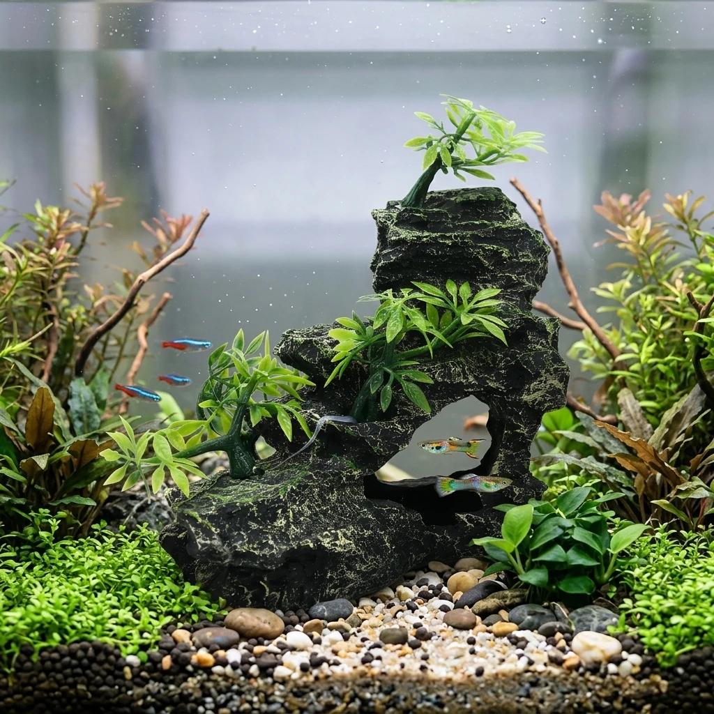 Ornamento de Resina para Aquário com Cenário de Montanha 10x13x7cm - Imagem 5