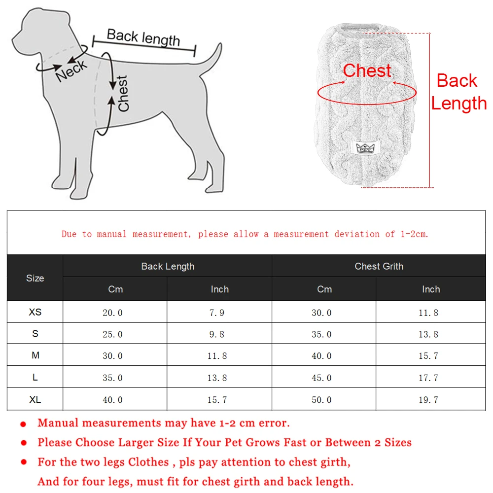 Moletom de Lã para Cães e Gatos Pequenos com Medidas - Image 6
