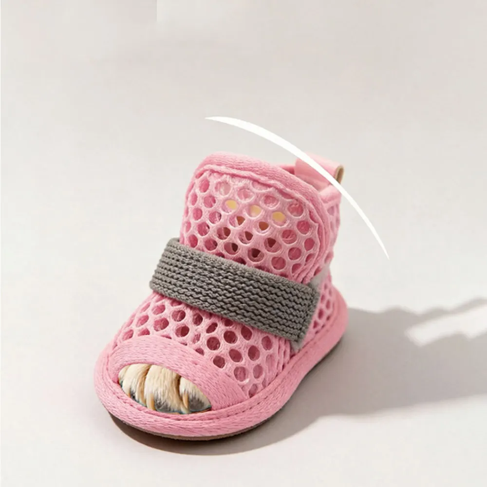 Sapatos de Malha para Cães Antiderrapantes com Tira Elástica Rosa - Imagem 5