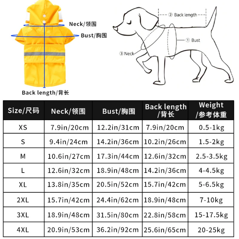 Capa de Chuva para Cães Reflexiva com Barriga Fechada - Imagem 6