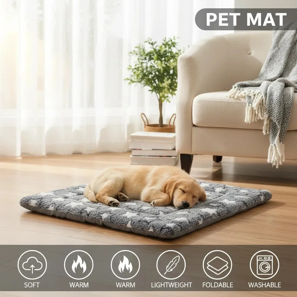 Cama Tapete para Cães e Gatos Lavável de Pelúcia Flanela - Imagem 5