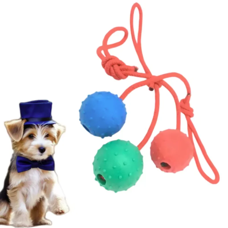 Bola de Borracha Sólida com Corda para Cães, Brinquedo de Puxar - Imagem 6