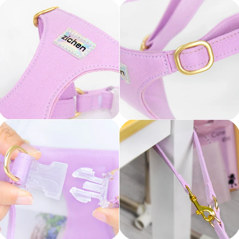 Conjunto de Peitoral e Coleira para Cães Pequenos Ajustável - Imagem 4