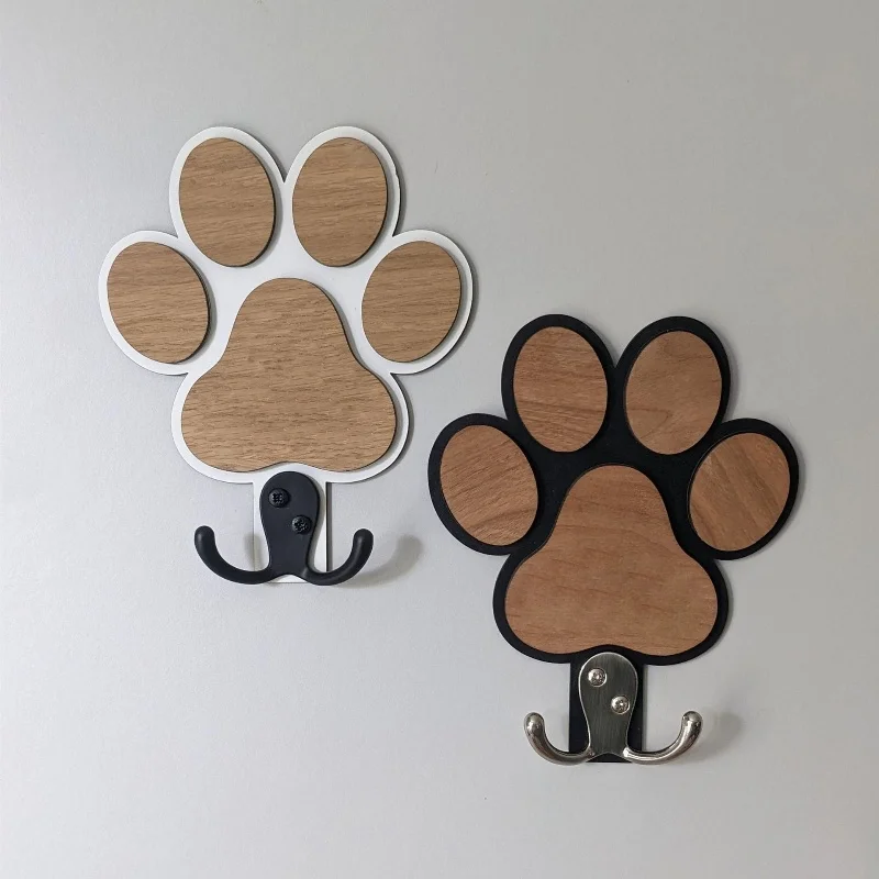 Gancho de Parede para Coleira de Cães Design Pata de Madeira - Imagem 3