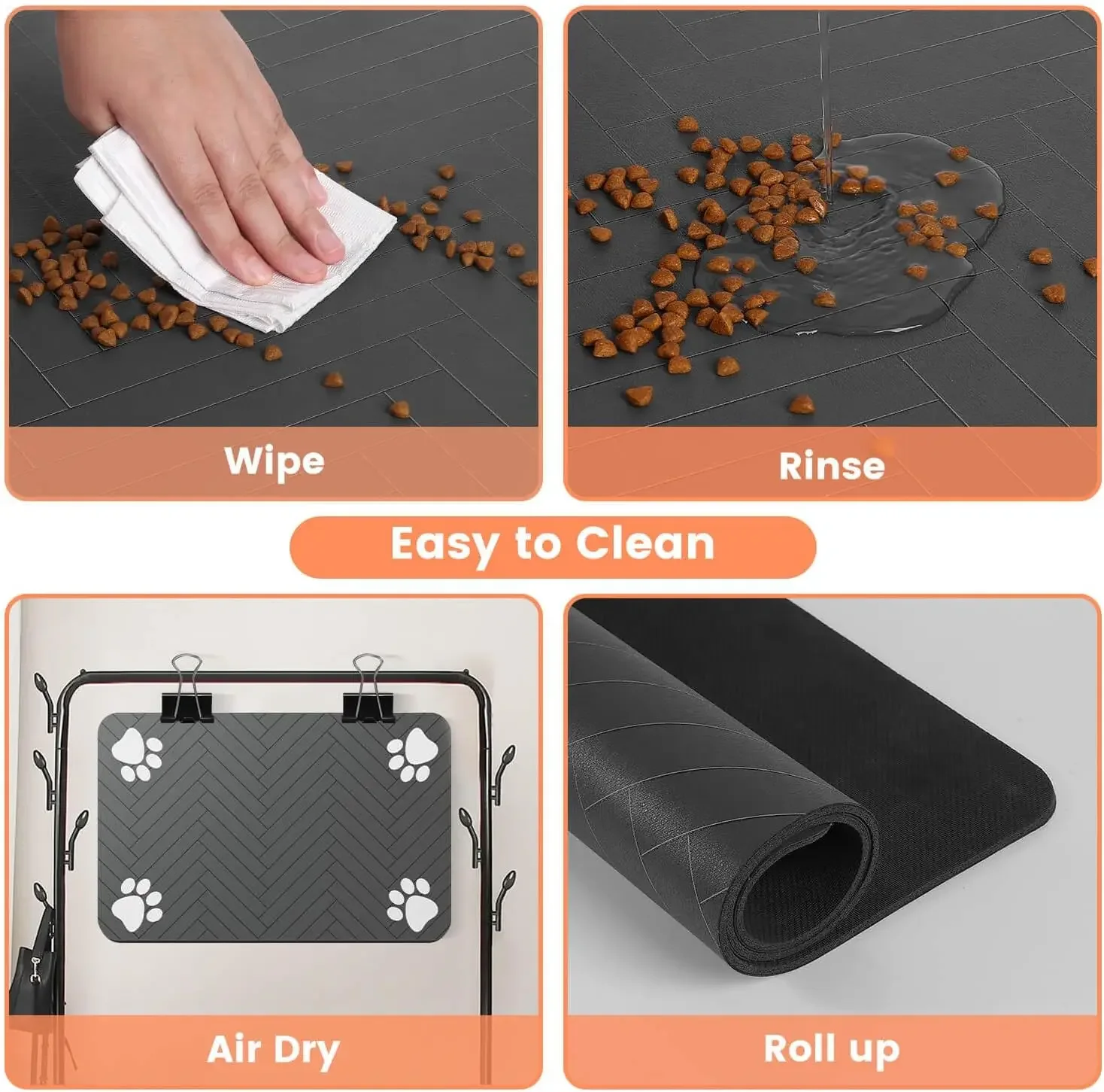 Tapete de Alimentação para Pets Absorvente com Base Impermeável - Imagem 4