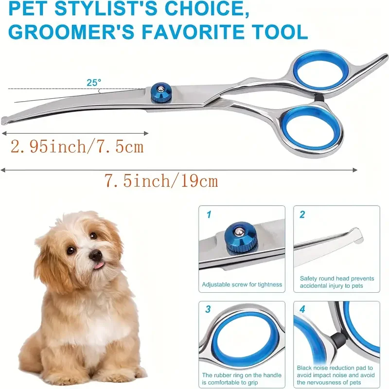 Tesoura Pet Grooming para Cães e Gatos de Aço Inoxidável Portátil - Imagem 3