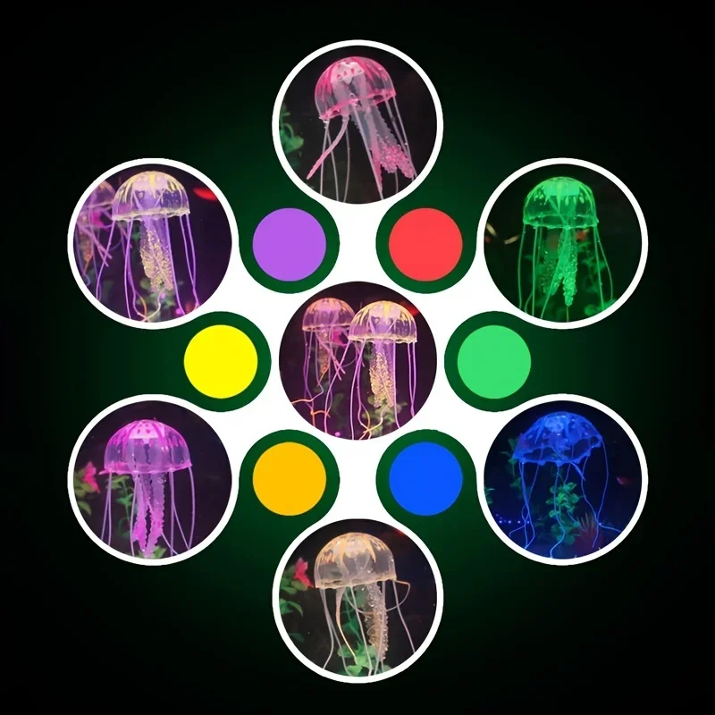Água-Viva Artificial para Aquário Verde de Silicone com Ventosa - Imagem 4