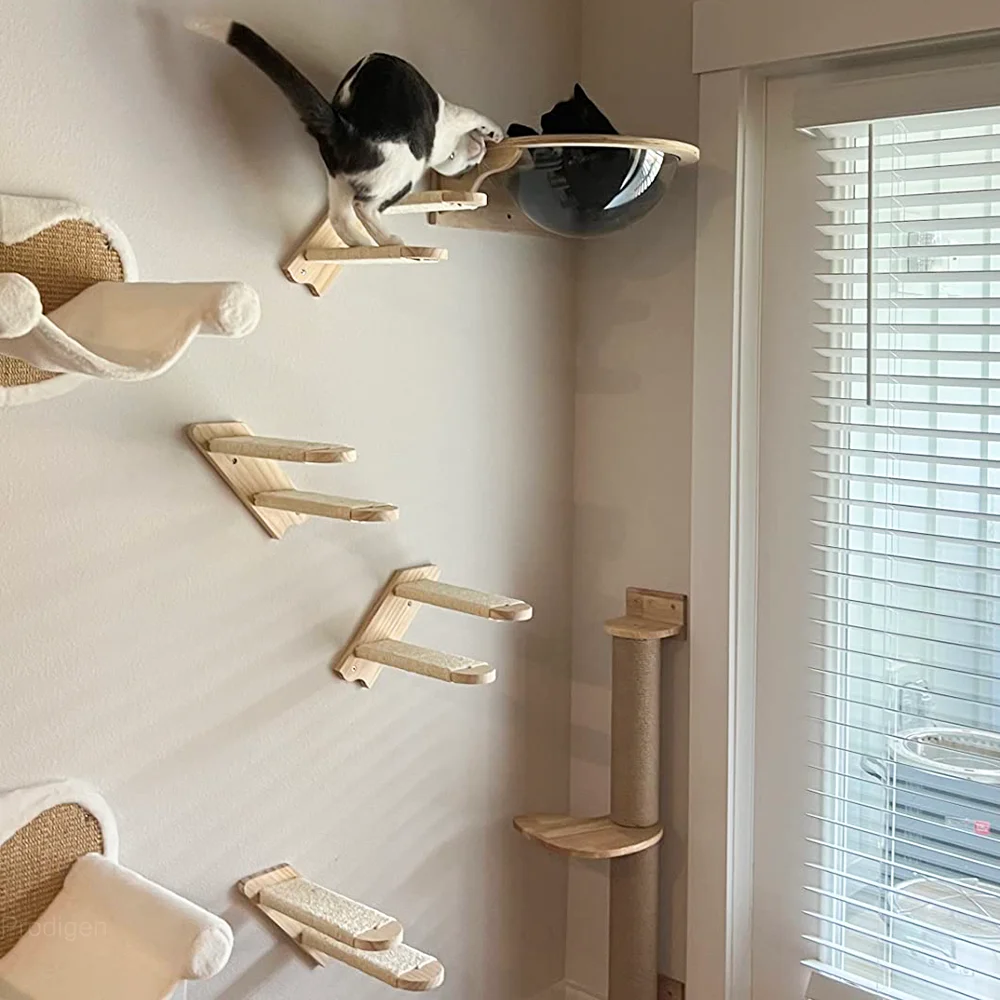 Prateleira de Parede para Gatos de Madeira para Escalada - Imagem 3