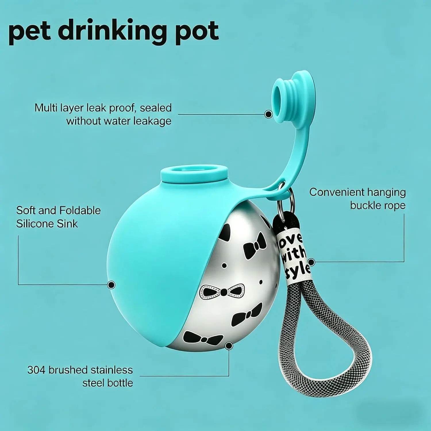 Garrafa de Água Portátil para Cães de Aço Inoxidável Compacta - Imagem 4