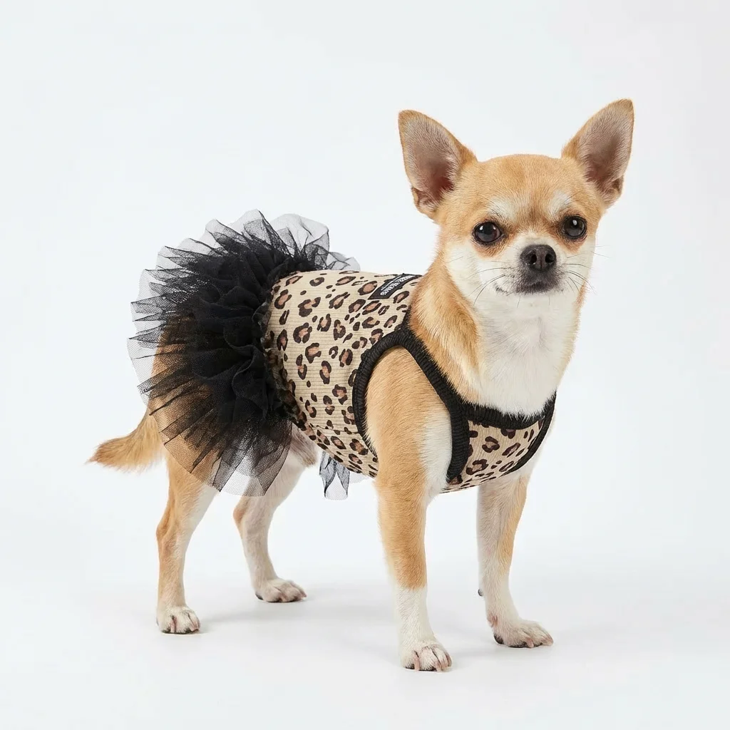 Vestido para Cães Estilo Princesa com Saia de Renda e Estampa de Leopardo - Imagem 3