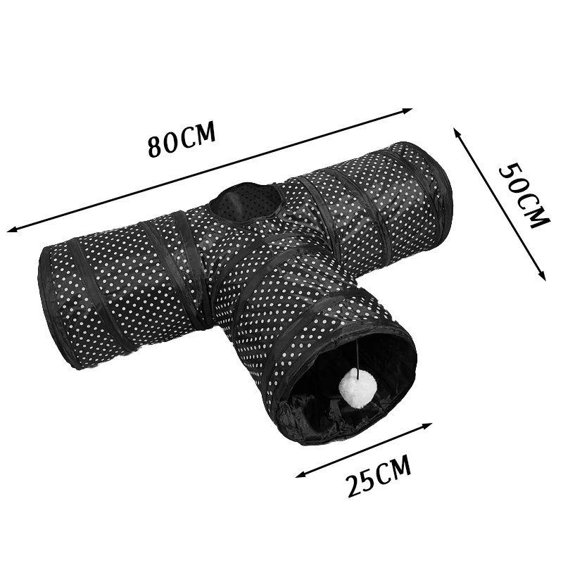 Túnel para Gatos e Coelhos Dobrável em T com Bola Suspensa - Imagem 6