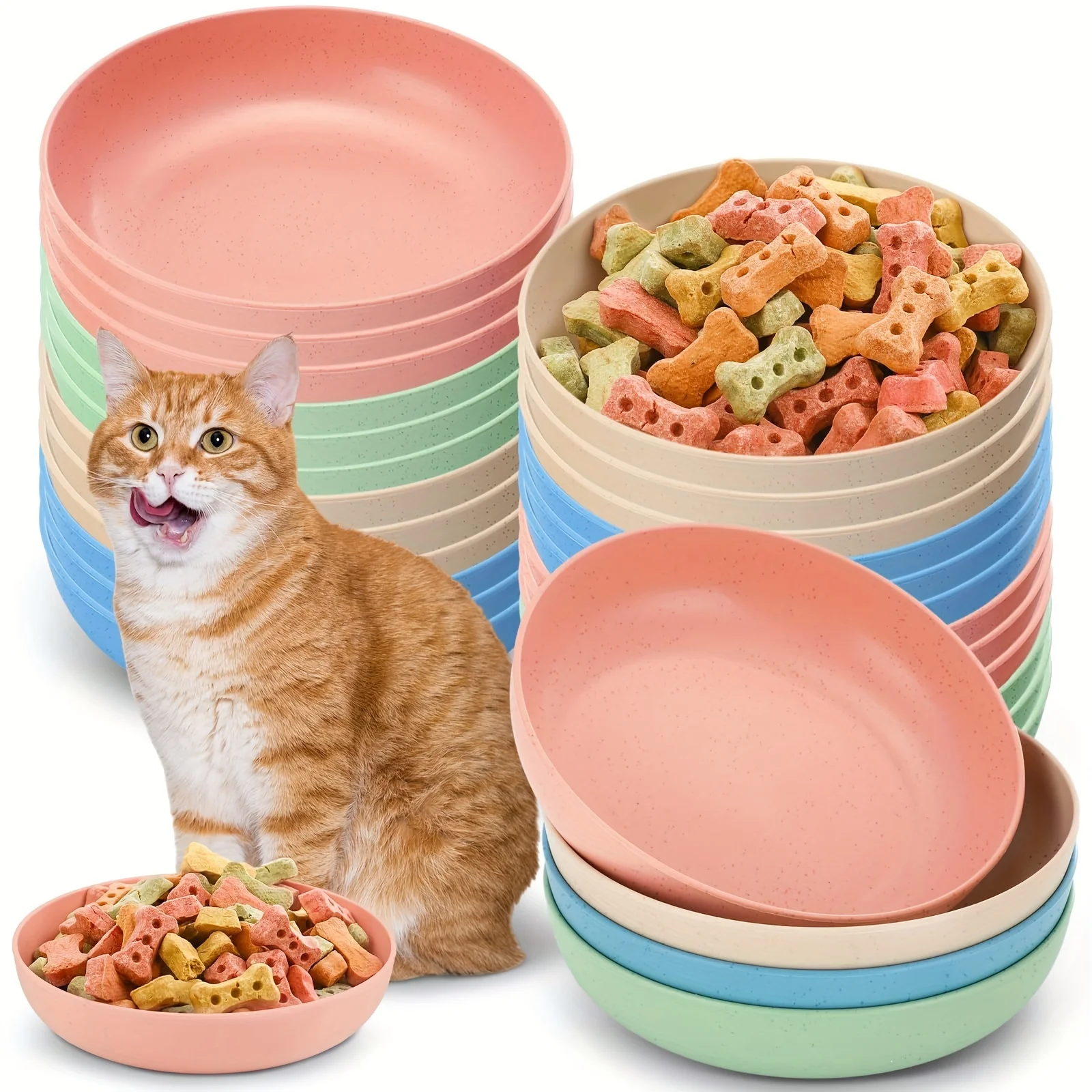 Kit 4 Tigelas para Gatos Rasas Coloridas Antiderrapantes - Imagem 2