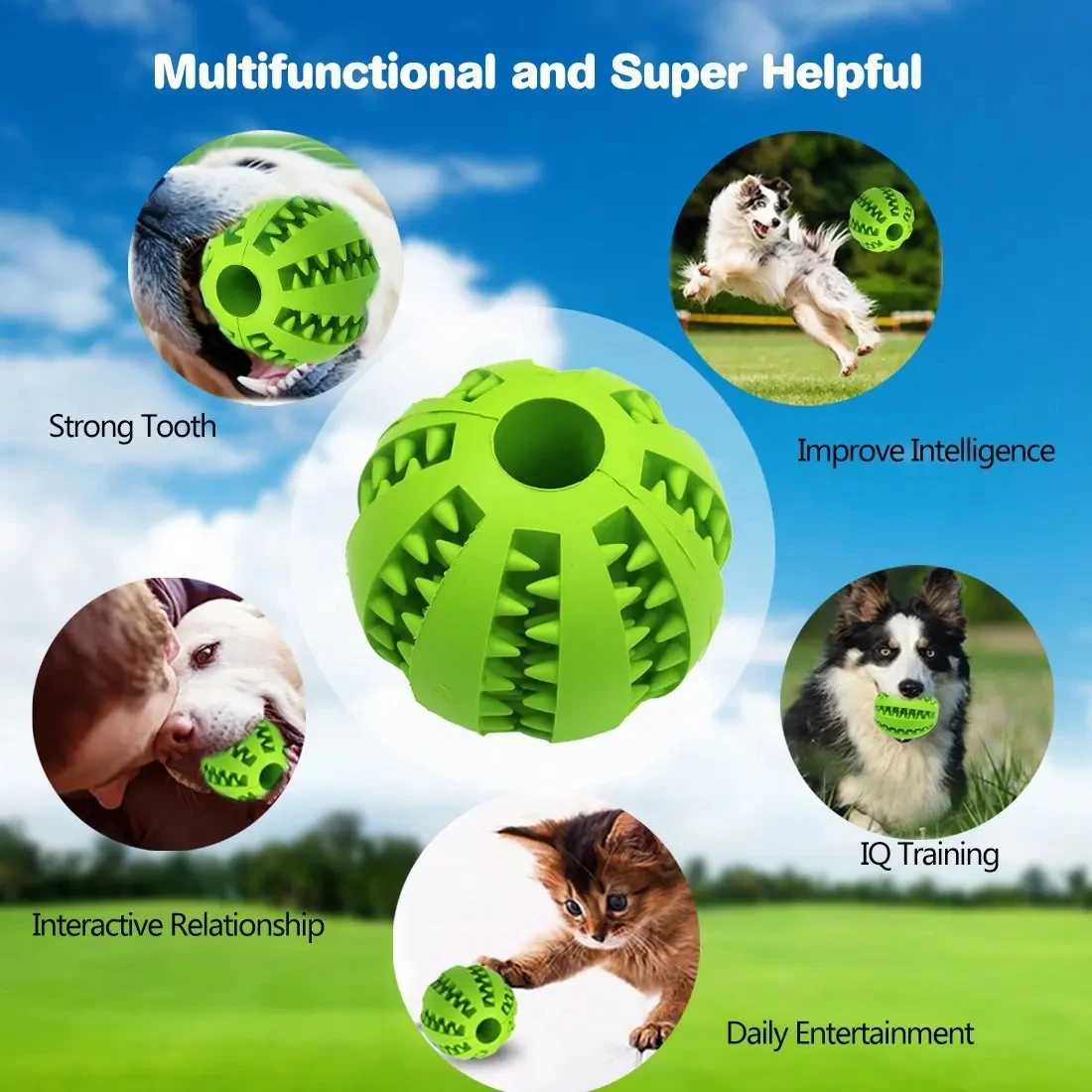 Brinquedo Bola para Cães Interativo de Borracha Resistente para Mastigar - Imagem 5
