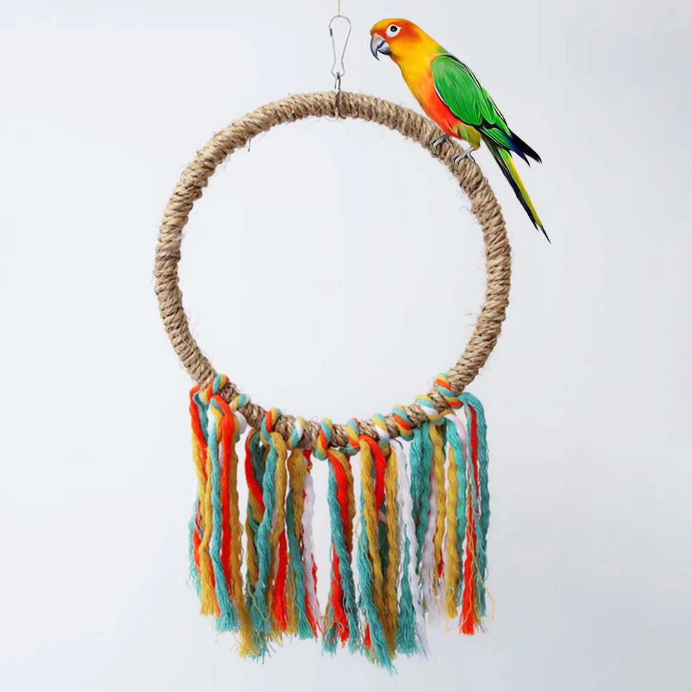 Brinquedo Argola de Algodão para Pássaros, 14 cm, para Pendurar na Gaiola - Imagem 3