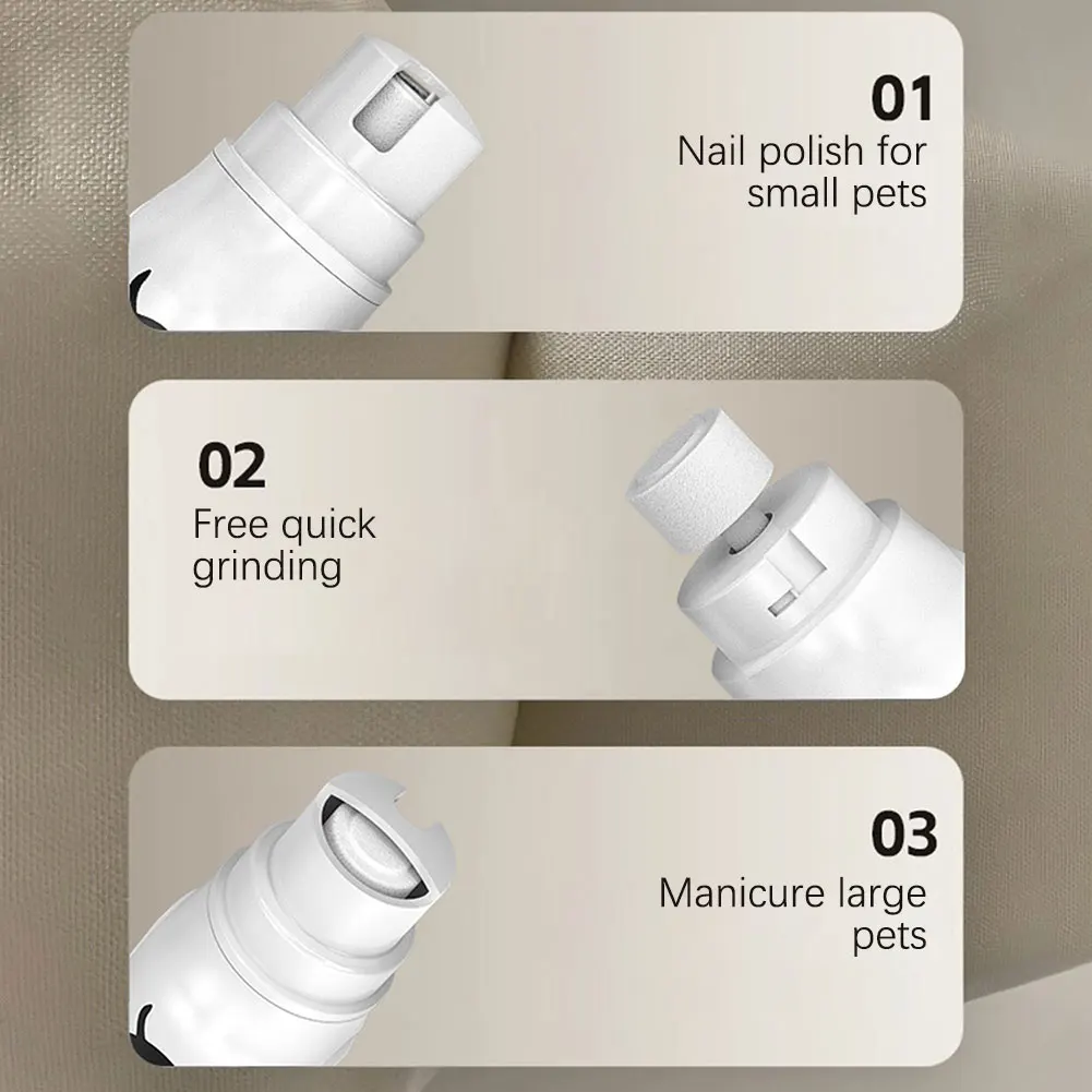 Lixa de Unhas Elétrica para Cães e Gatos 3 Velocidades Recarregável USB - Imagem 6