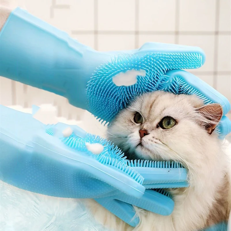 Escova de Banho para Cães de Silicone com Luva Esfoliante - Imagem 2