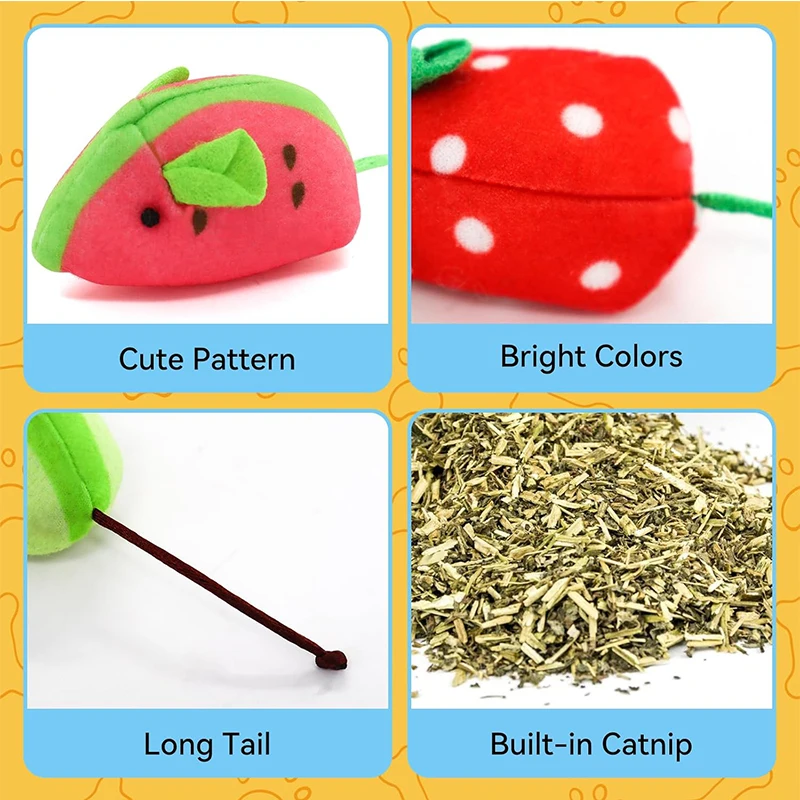 Conjunto 5 Brinquedos Interativos para Gatos em Forma de Frutas - Imagem 6