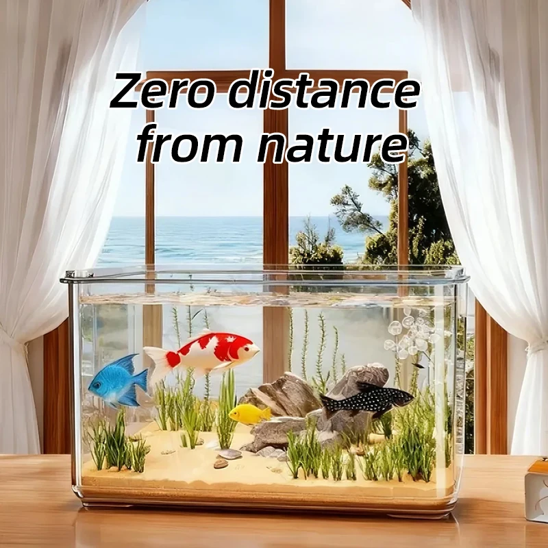 Aquário Retangular Transparente para Peixes de Mesa para Escritório - Imagem 2